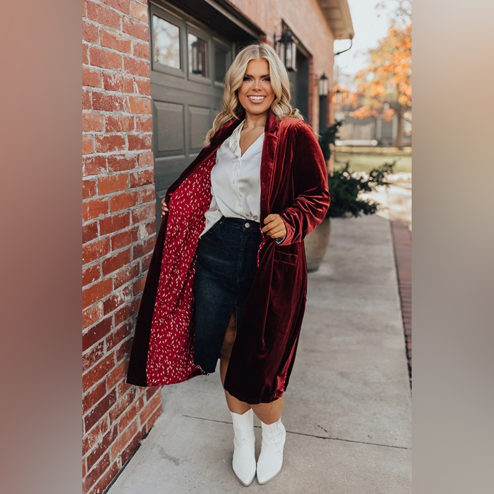 Impressions Velvet Coat - Rust